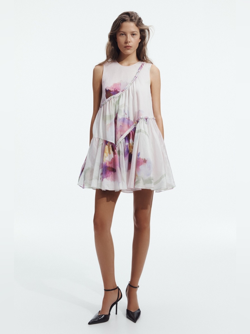 NWOT AJE VERSE Sleeveless Watercolor Floral pink ROSARIA Mini Dress
